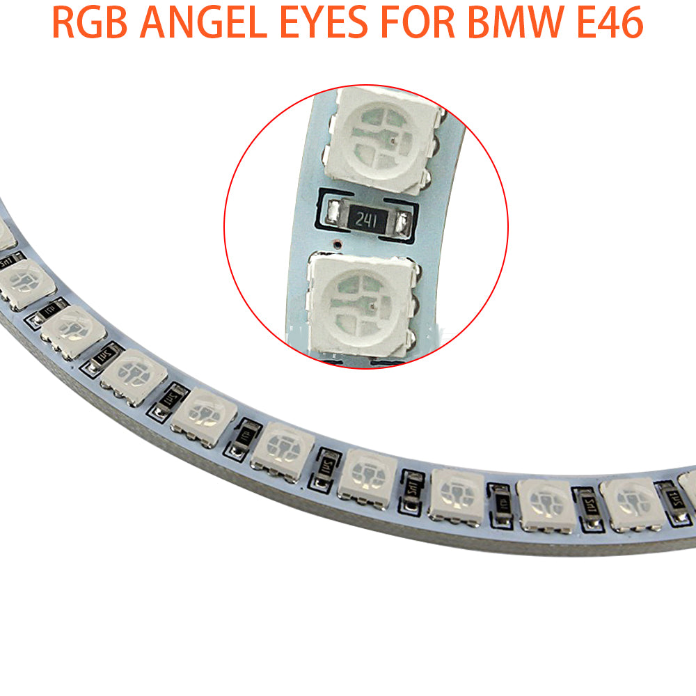 Qiuko 4x131MM Multi-Color RGB LED Angel Eye Halo Rings Light for BMW E
